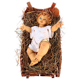 Christkind bekleidet und Wiege aus Holz Fontanini 125 cm