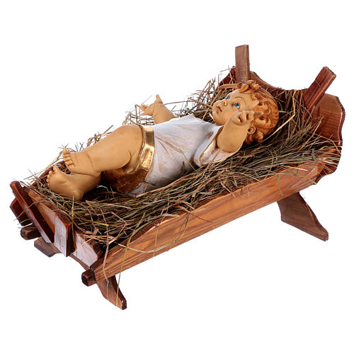 Christkind bekleidet und Wiege aus Holz Fontanini 125 cm 5