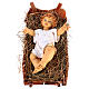 Bambinello vestito e culla in legno per presepe 125 cm Fontanini s1