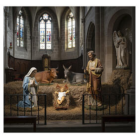 Menino Jesus 37 x 48 cm com túnica e berço de madeira para Presépio Fontanini de altura média 125 cm