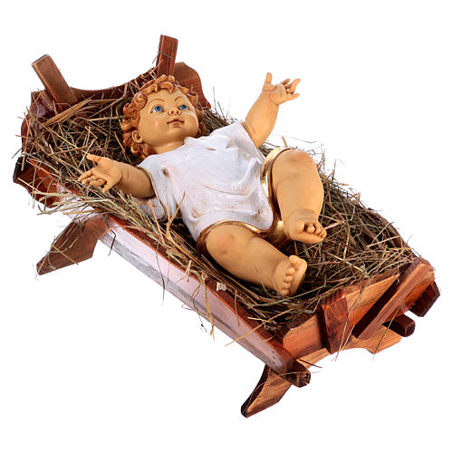 Baby Jesus with clothes and wooden cradle, 125cm by Fontanini 4