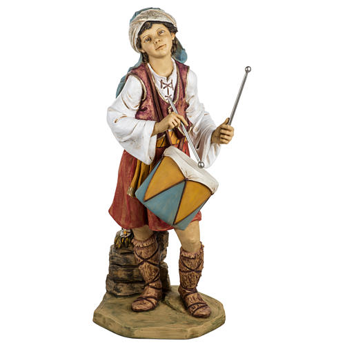 Pastor com tambor resina para Presépio Fontanini com figuras de altura média 125 cm 1