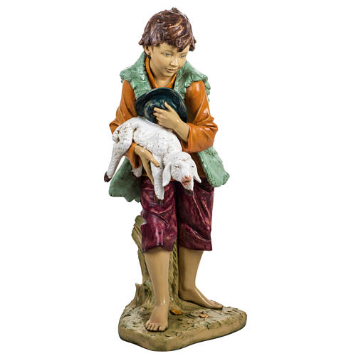 Child with lamb in resin, 125cm by Fontanini 1