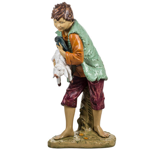 Child with lamb in resin, 125cm by Fontanini 4