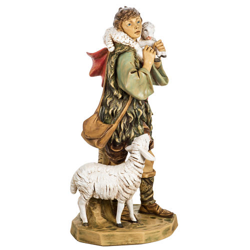 Pastor com ovelha e cordeiro 65 cm Fontanini resina 4