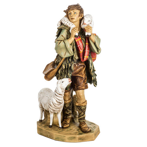 Shepherd with sheep in resin, 65cm by Fontanini 1