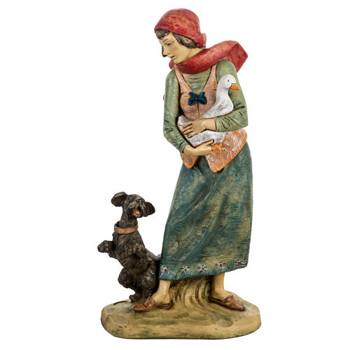 Femme avec chien crèche noel 52 cm Fontanini 1