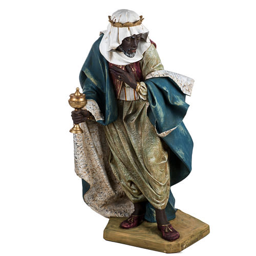 Statua Re Magio Bianco Per Presepe 12 Cm Fontanili - Dipinto A Mano In PVC, Altezza 12,5 Cm, Pronto Per La Natività