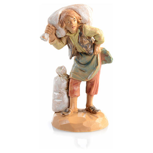 Shepherd carrying sack, wood-like, 6.5cm by Fontanini 3