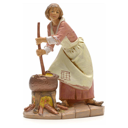 Figurine Crèche Fontanini - Femme Avec Panier 12 Cm, Résine Peinte à La Main, Fabriquée En Italie