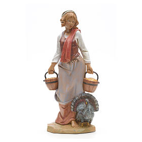 Fontanini Krippenfigur Hirtenmädchen mit Truthahn 30 cm Fon