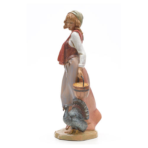 Fontanini Krippenfigur Hirtenmädchen mit Truthahn 30 cm Fon 2