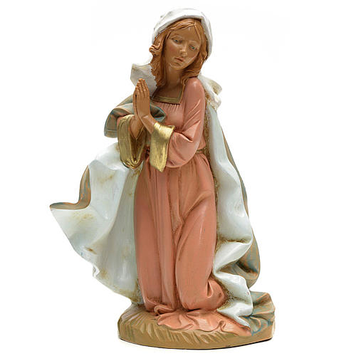 Virgem Maria de joelhos e mãos juntas para Presépio Fontanini com figuras de altura média 30 cm 1