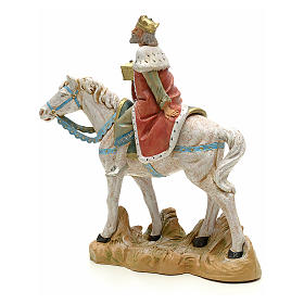 Rei Mago branco no cavalo para Presépio Fontanini com figuras de altura média 19 cm