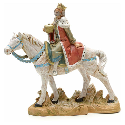 Rei Mago branco no cavalo para Presépio Fontanini com figuras de altura média 19 cm 1