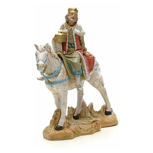 Rei Mago branco no cavalo para Presépio Fontanini com figuras de altura média 19 cm 4