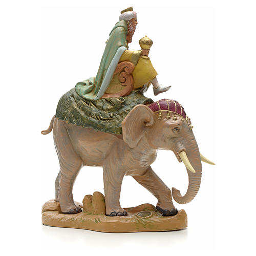 König handcoloriert, weiss, auf Elefant, 19 cm Fontanini 2