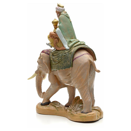 König handcoloriert, weiss, auf Elefant, 19 cm Fontanini 3