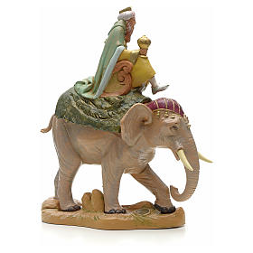 Rei Mago branco no elefante para Presépio Fontanini com figuras de altura média 19 cm