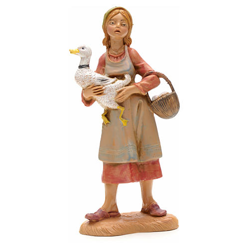 Shepherdess holding goose and eggs, 12cm by Fontanini 1