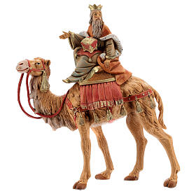 Rei Mago branco no camelo para Presépio Fontanini com figuras de altura média 19 cm