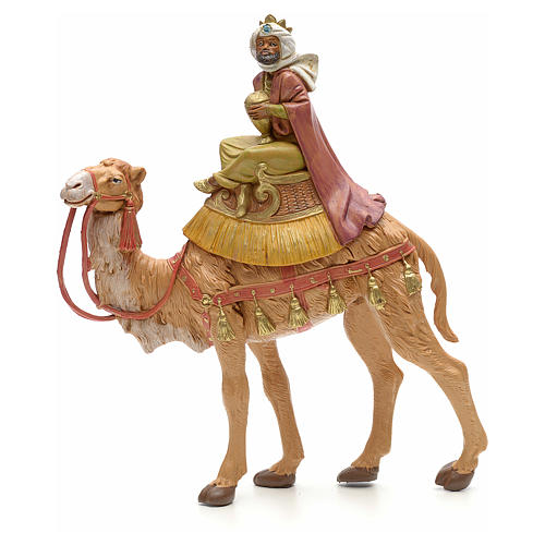 Rei Mago negro no camelo para Presépio Fontanini com figuras de altura média 19 cm 1