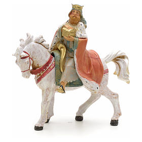 Roi Mage blanc sur cheval crèche Fontanini 12 cm