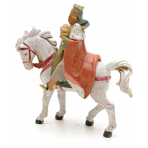 Roi Mage blanc sur cheval crèche Fontanini 12 cm 2