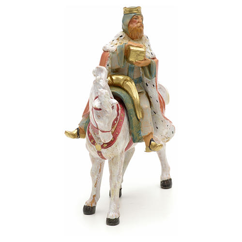 Rei Mago branco no cavalo para Presépio Fontanini com figuras de altura média 12 cm 4