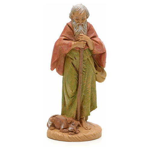 Pastor idoso com cão presépio 12 cm Fontanini 1