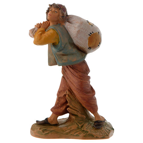 Krippenfigur handgemalt Junge mit Sack 12 cm Fontanini 1
