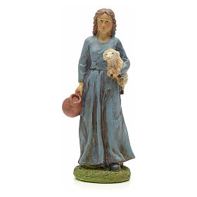 Nativity figurine, resin shepherdess with goat and amphora 20cm