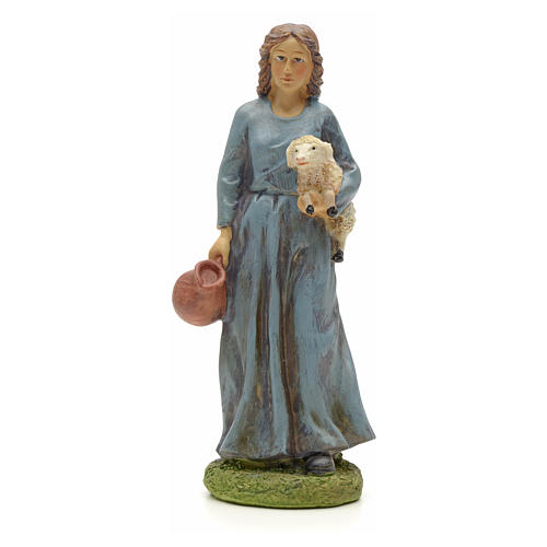 Nativity figurine, resin shepherdess with goat and amphora 20cm 1