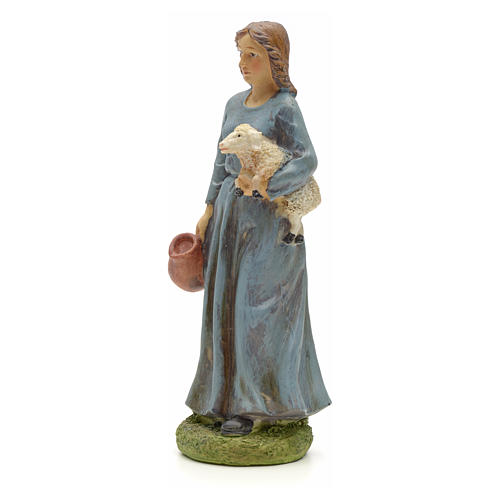Nativity figurine, resin shepherdess with goat and amphora 20cm 2