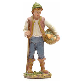 Pastore con cesta di pesci 21 cm