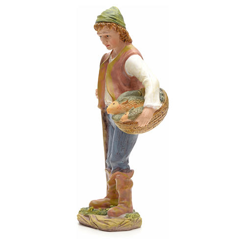 Nativity figurine, fisherman with basket of fish 21cm 2
