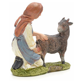 Nativity figurine, shepherdess milking cow 21cm