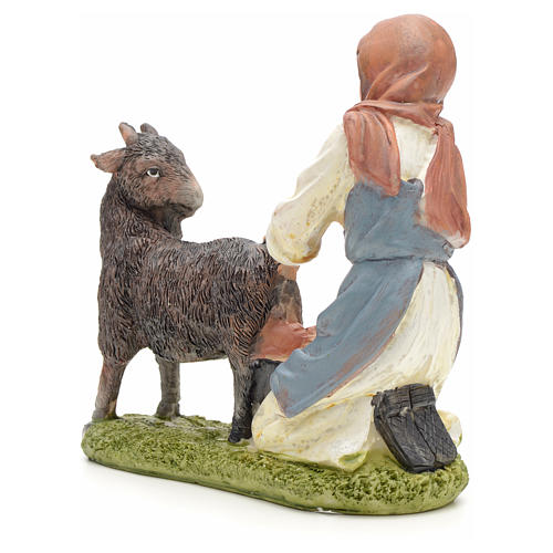 Nativity figurine, shepherdess milking cow 21cm 3