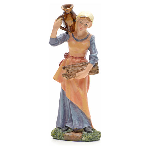 Nativity figurine, girl with amphora and wood 21cm 1
