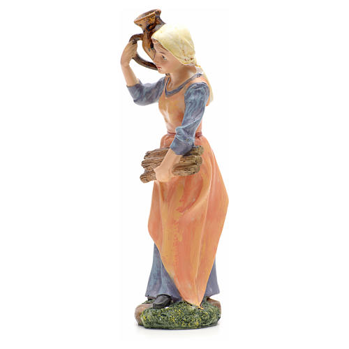 Nativity figurine, girl with amphora and wood 21cm 2