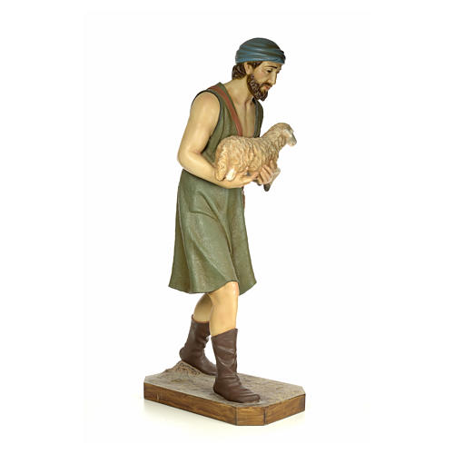 Nativity figurine wood pulp, shepherd with sheep, 160cm (antique 4