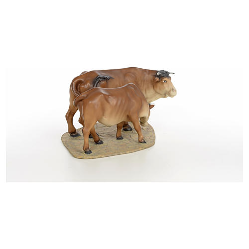 Cow and calf, wood pulp, for nativity 20cm (fine decor.) 8
