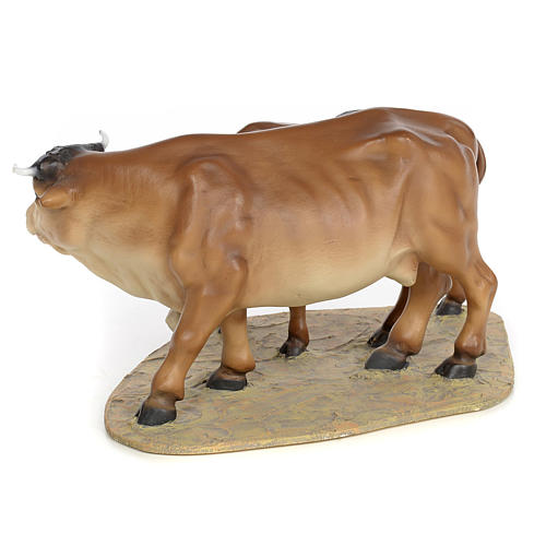 Vaca e vitelo pasta de madeira acab. gracioso para Presépio com figuras de altura média 20 cm 3
