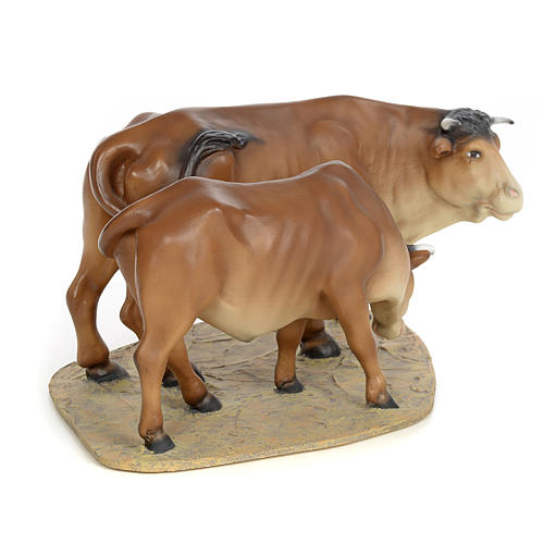 Vaca e vitelo pasta de madeira acab. gracioso para Presépio com figuras de altura média 20 cm 4