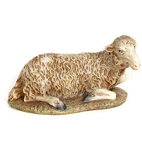 Nativity figurine, sitting lamb, wood pulp, 30cm (antique decor.