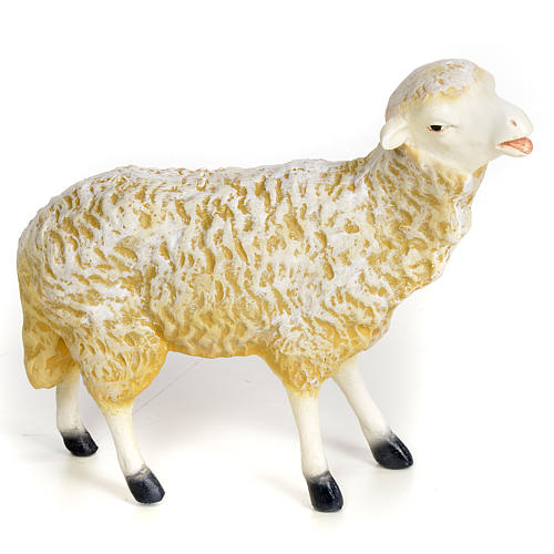 Lamb figurine in wood pulp for a 30 cm Nativity 1