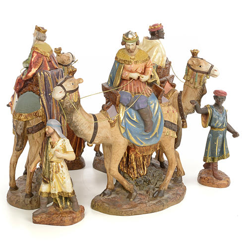 Nativity figurine wood pulp, 3 Wise Kings on camel, 20cm (extra 3