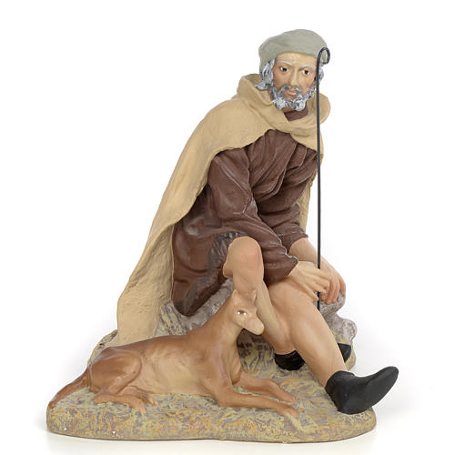 Pastor com cão 30 cm pasta de madeira acab. gracioso 1