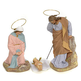 Sainte Famille 5 figurines pâte à bois 20 cm finition raffinée