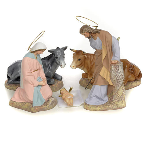 Sainte Famille 5 figurines pâte à bois 20 cm finition raffinée 1